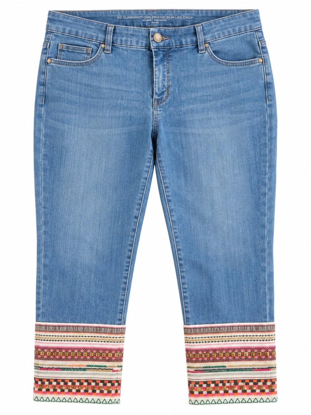 Chico’s So Slimming Girlfriend Embellished Crop Jeans 14R